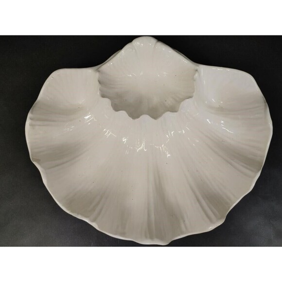 Vintage Seashell Veggie Chip And Dip Seafood Serving Dish 12x10" Action Japan - Picture 1 of 7